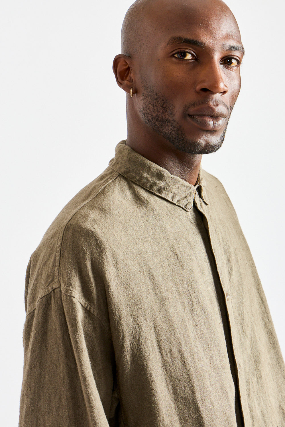 Brushed Hemp Oversized Shirt in Deep Botanical Dark Mugwort Dye