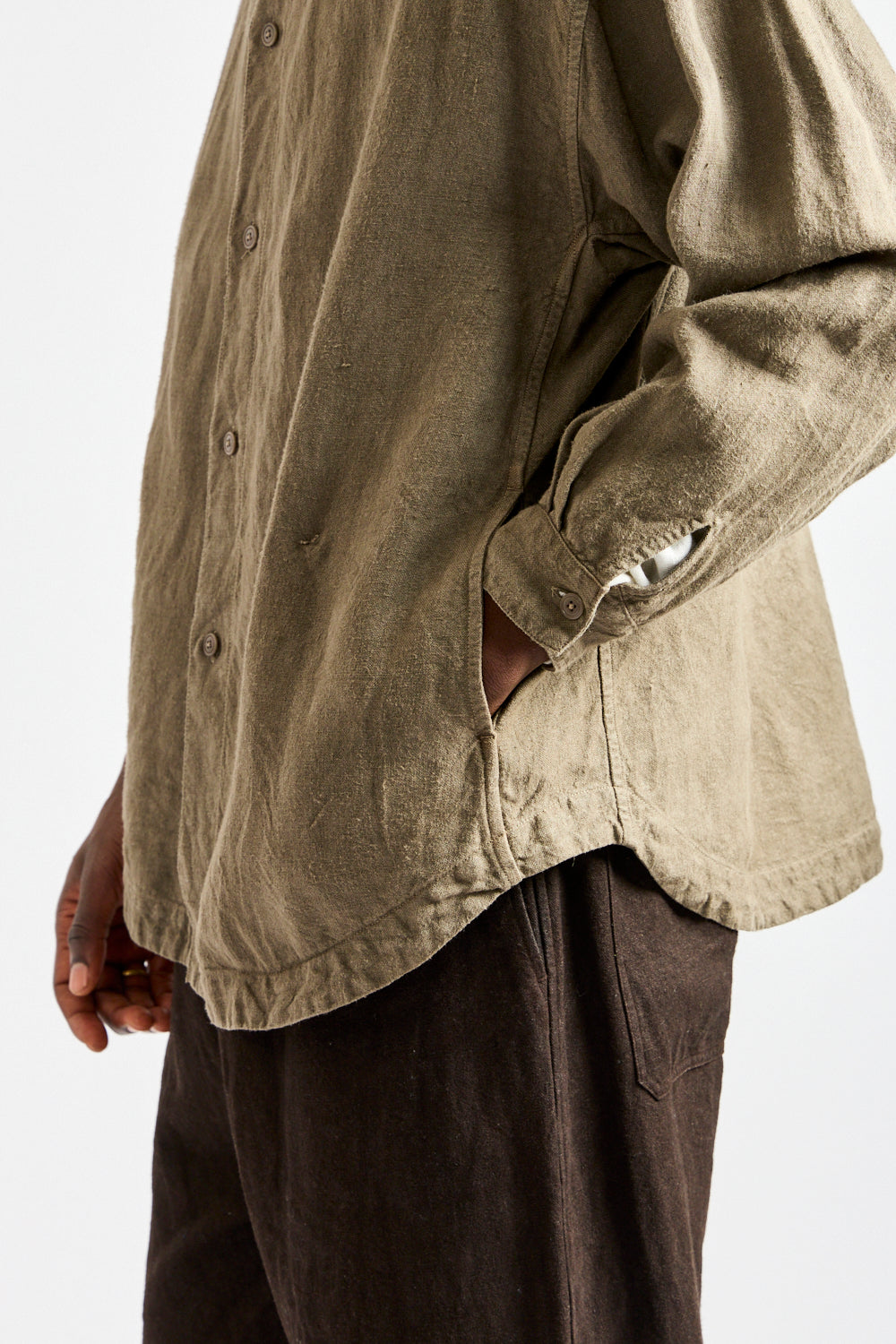 Brushed Hemp Oversized Shirt in Deep Botanical Dark Mugwort Dye