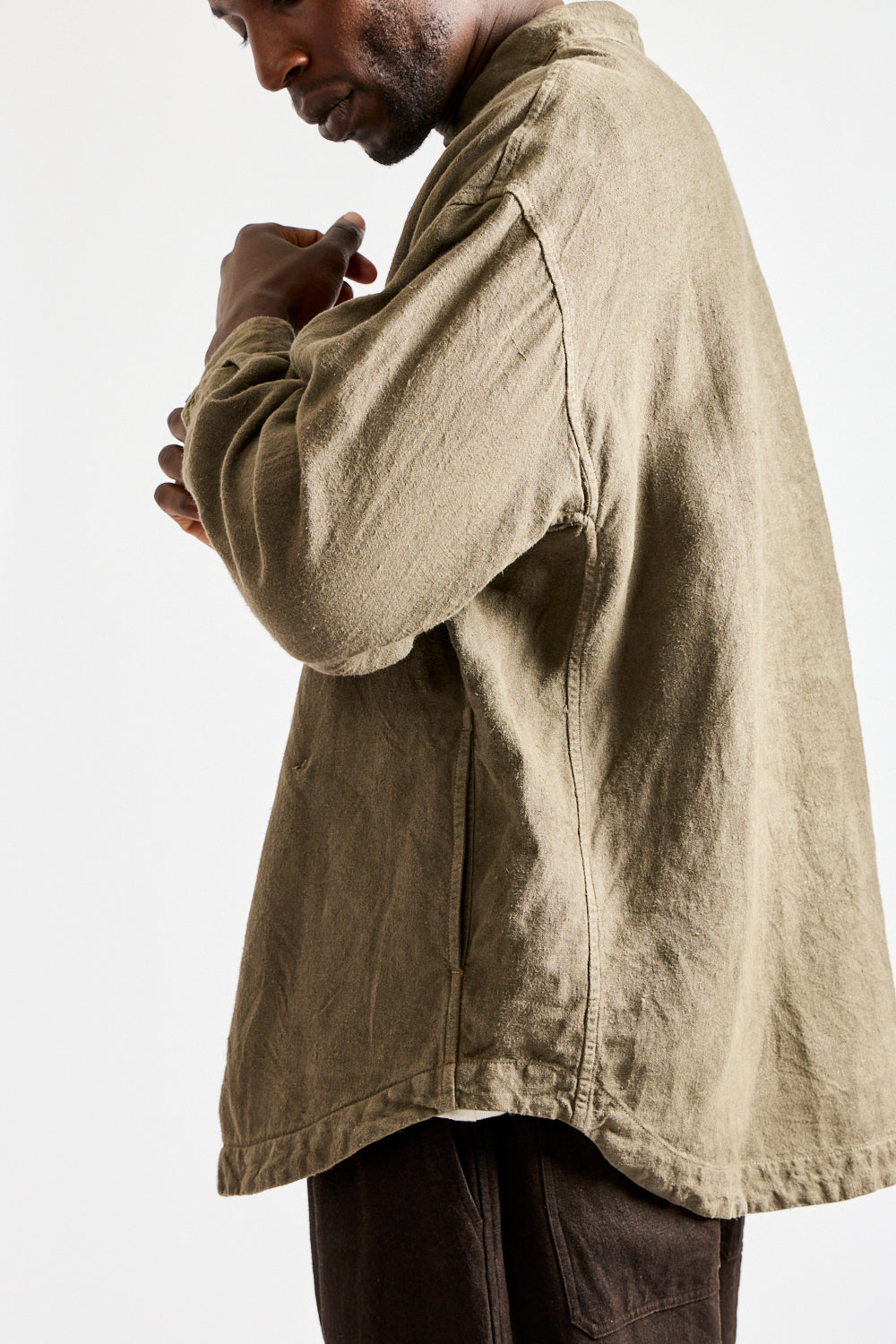 Brushed Hemp Oversized Shirt in Deep Botanical Dark Mugwort Dye
