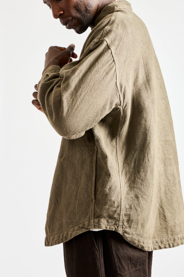 Brushed Hemp Oversized Shirt in Deep Botanical Dark Mugwort Dye