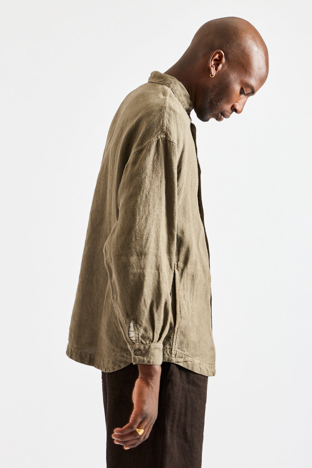 Brushed Hemp Oversized Shirt in Deep Botanical Dark Mugwort Dye