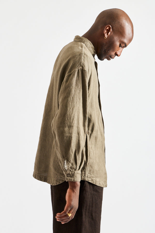 Brushed Hemp Oversized Shirt in Deep Botanical Dark Mugwort Dye