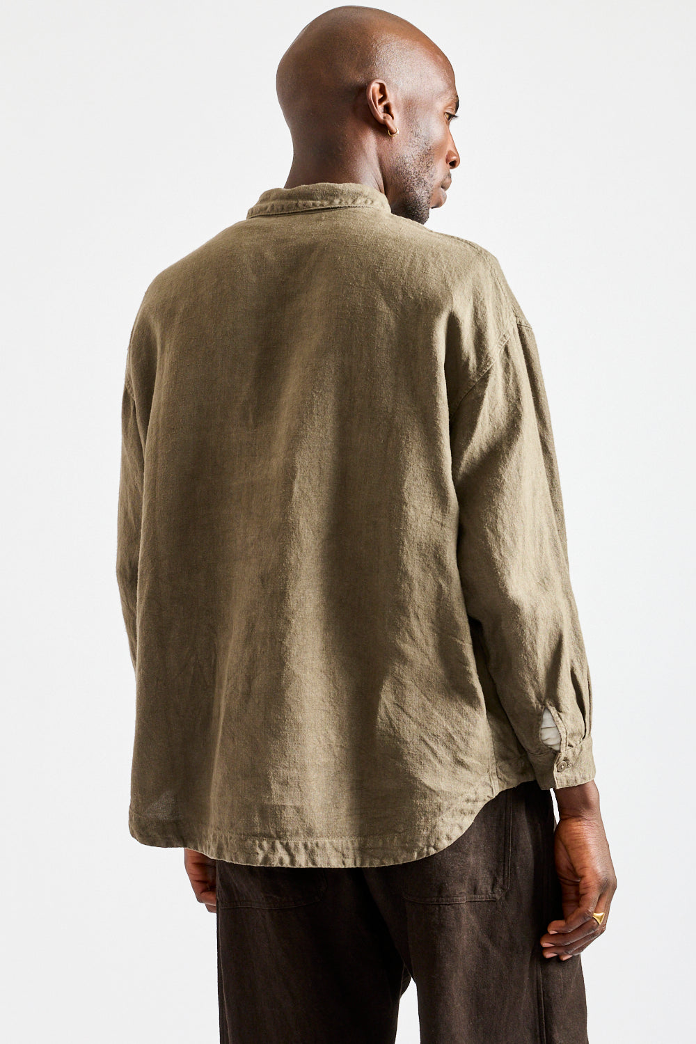 Brushed Hemp Oversized Shirt in Deep Botanical Dark Mugwort Dye