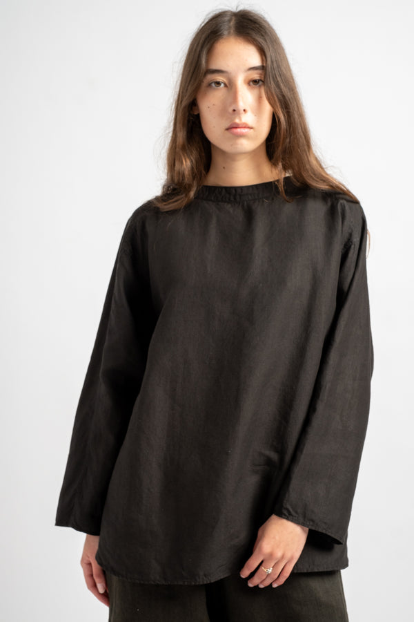 Hemp Longsleeve Pullover in Black