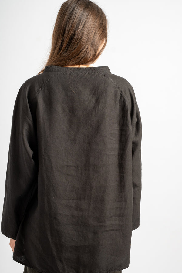 Hemp Longsleeve Pullover in Black