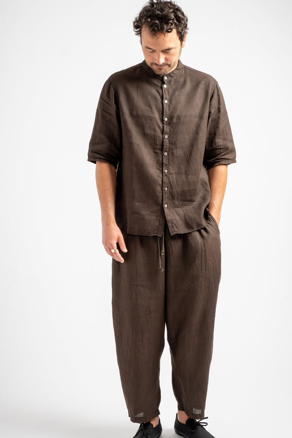 Mud Dyed Short Sleeved Hemp Shirt