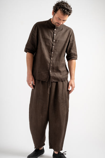 Mud Dyed Short Sleeved Hemp Shirt