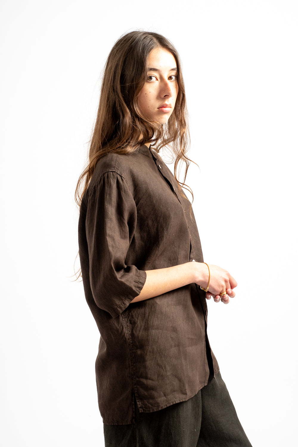 Mud Dyed Short Sleeved Hemp Shirt