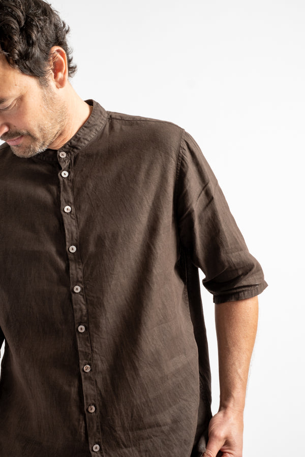 Mud Dyed Short Sleeved Hemp Shirt