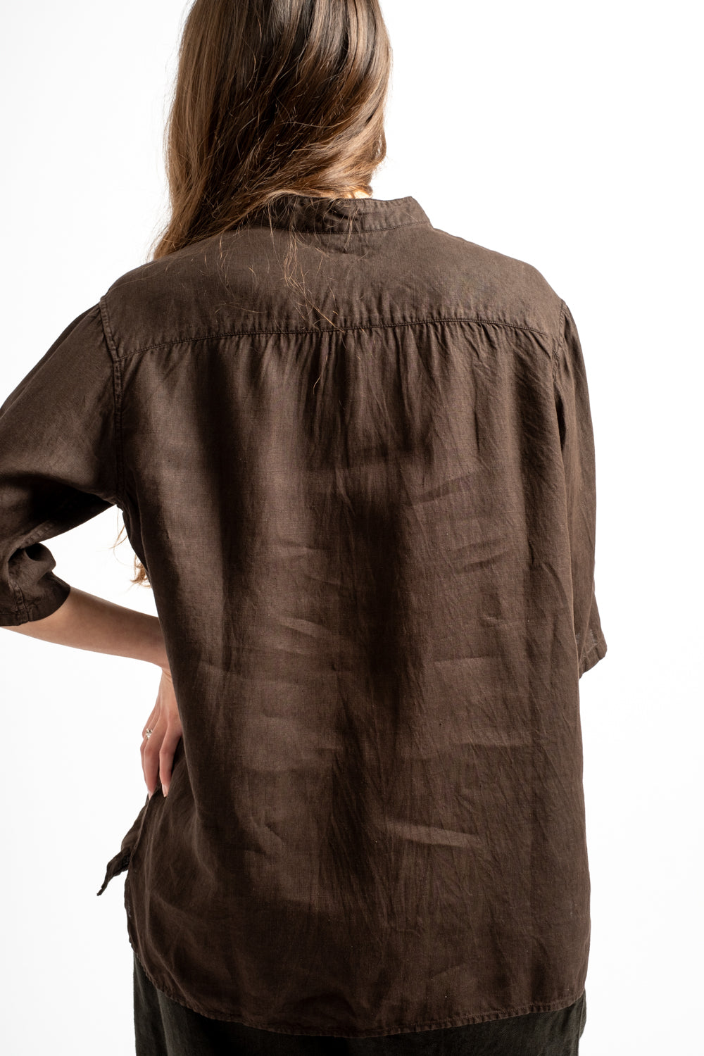 Mud Dyed Short Sleeved Hemp Shirt