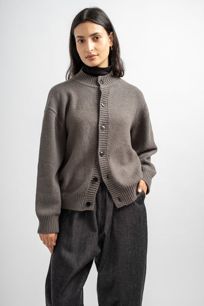 Spun Silk Cardigan in Gray