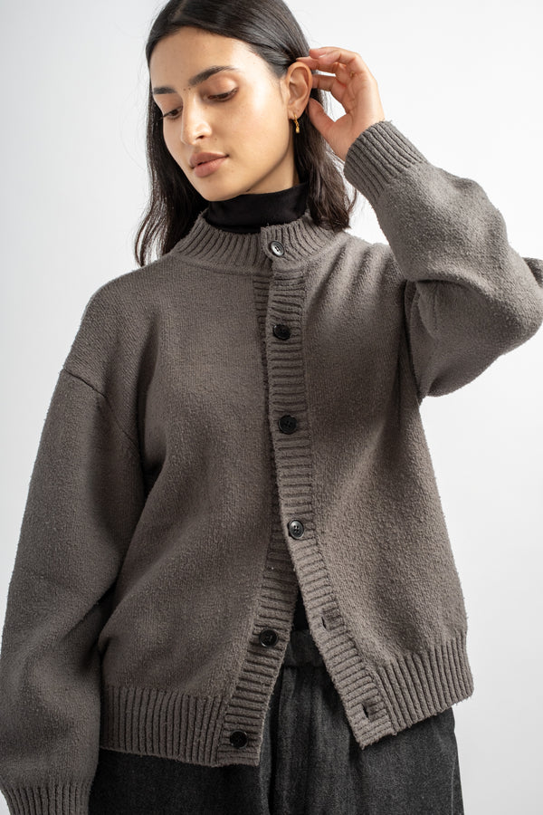 Spun Silk Cardigan in Gray