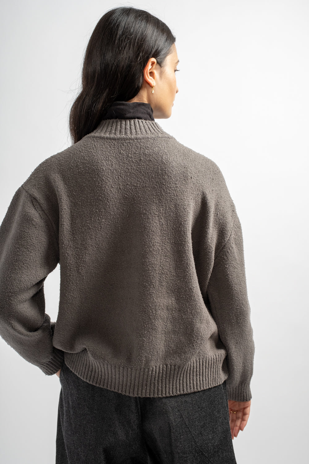 Spun Silk Cardigan in Gray