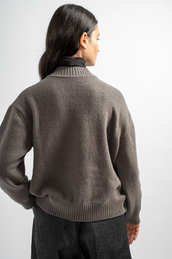 Spun Silk Cardigan in Gray