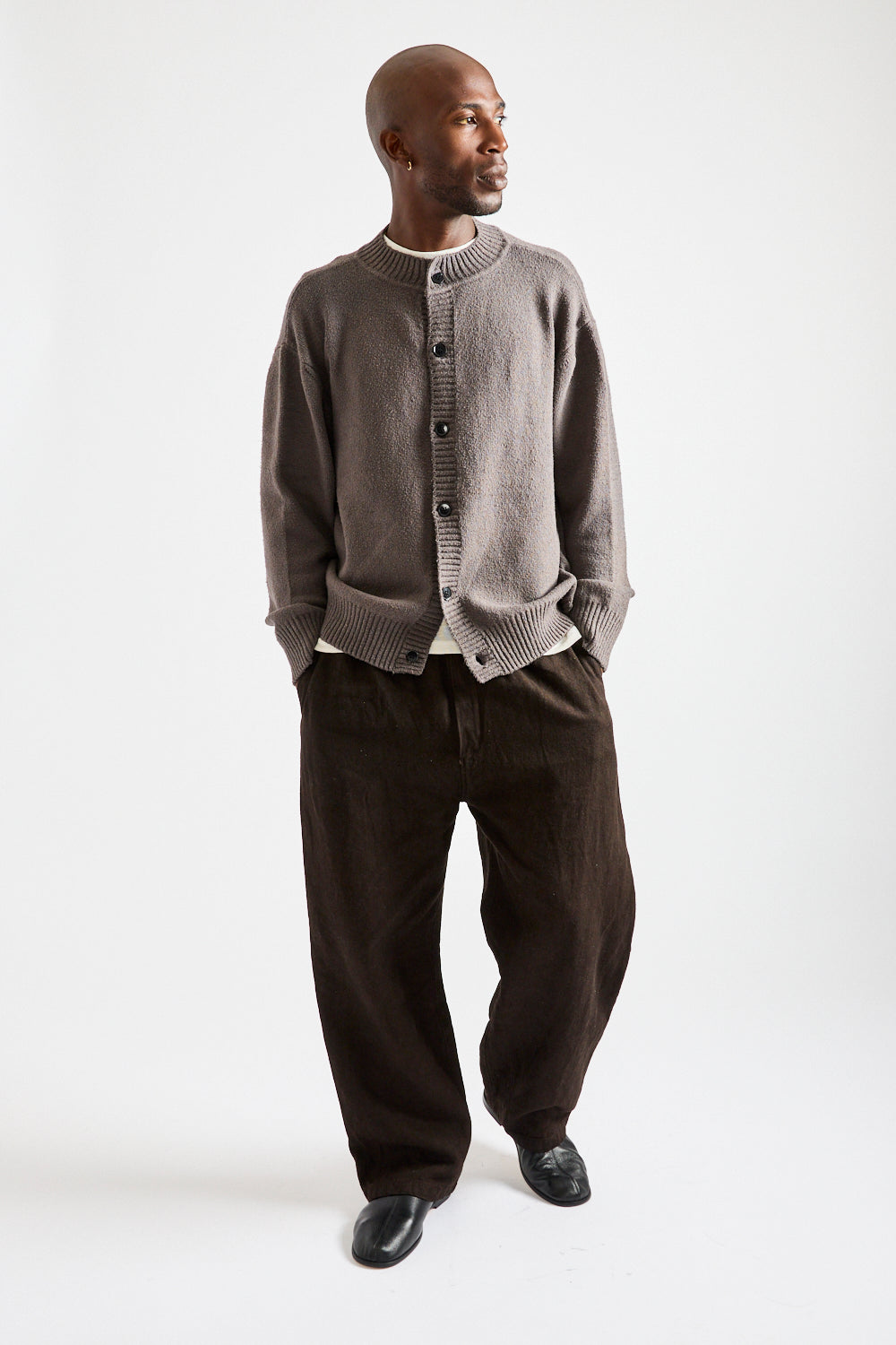 Spun Silk Cardigan in Gray