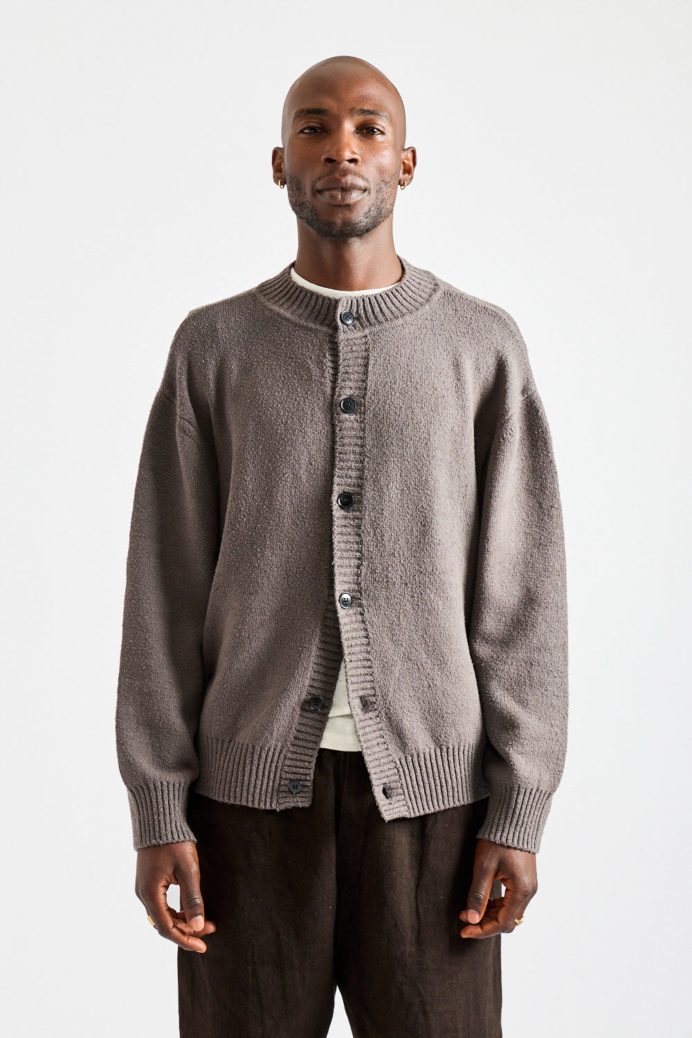 Spun Silk Cardigan in Gray