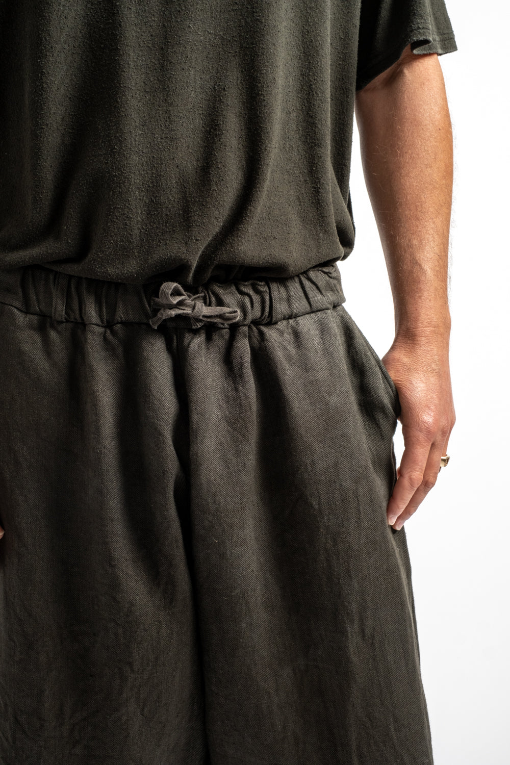 Twill Weave Hemp Pants in Persimmon Tannin + Sumi Ink