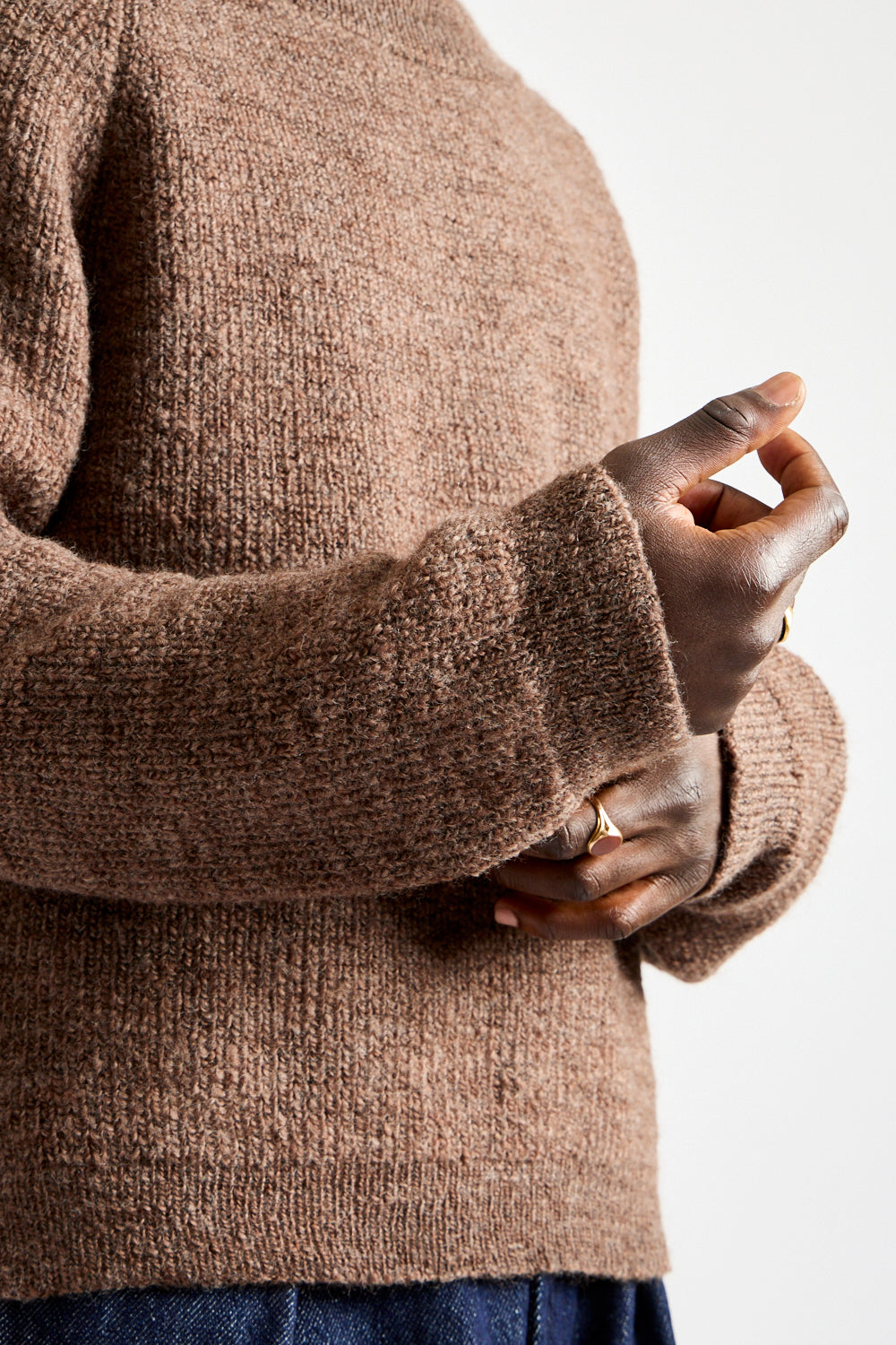 Uruguayan Slub NM Wool Sweater in Brown Heather