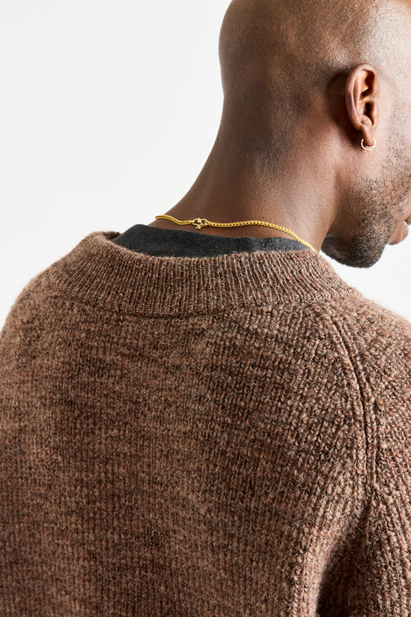 Uruguayan Slub NM Wool Sweater in Brown Heather