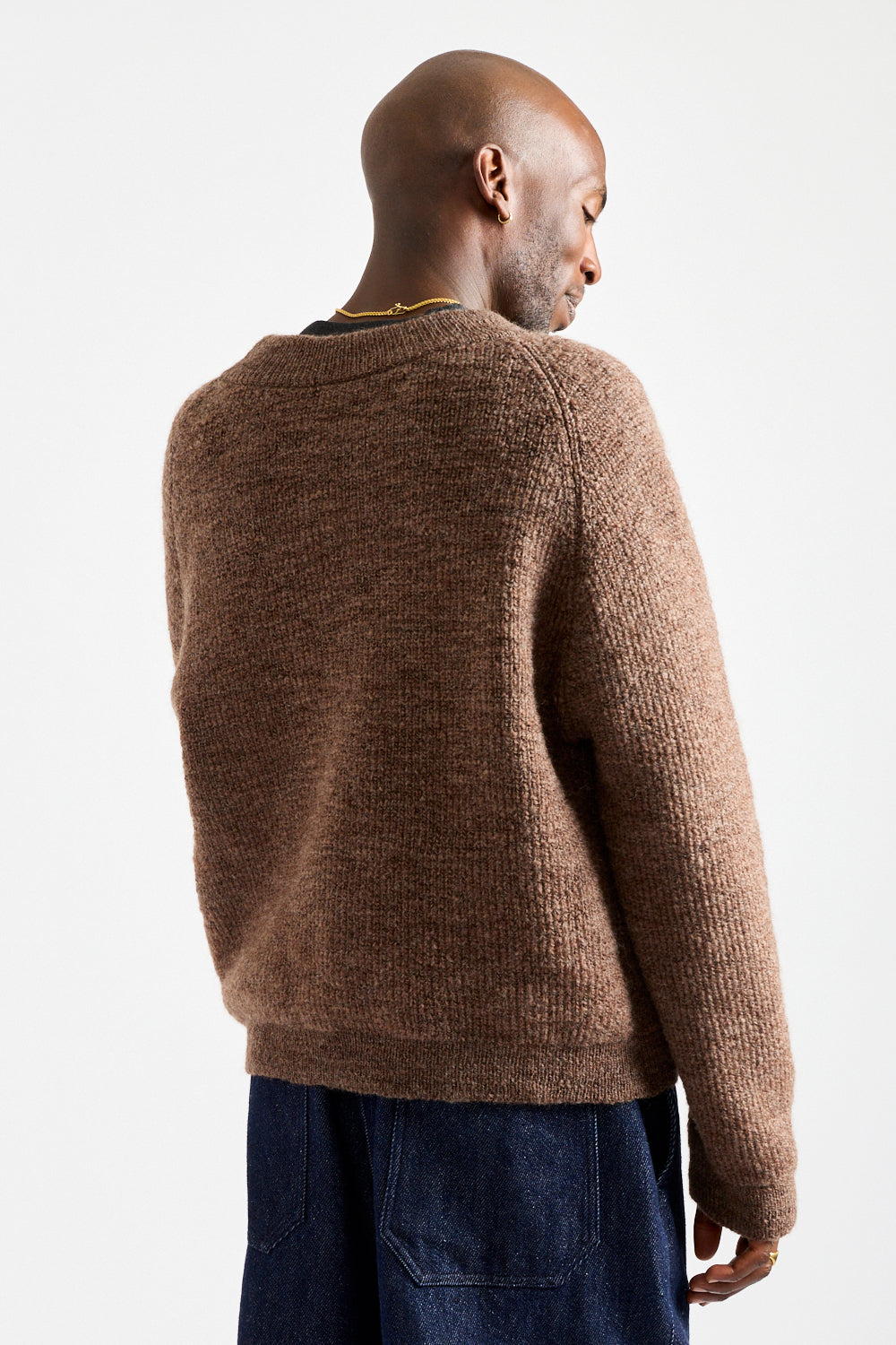 Uruguayan Slub NM Wool Sweater in Brown Heather