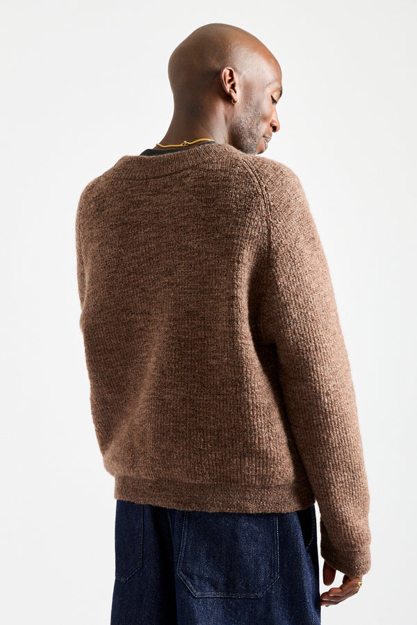 Uruguayan Slub NM Wool Sweater in Brown Heather