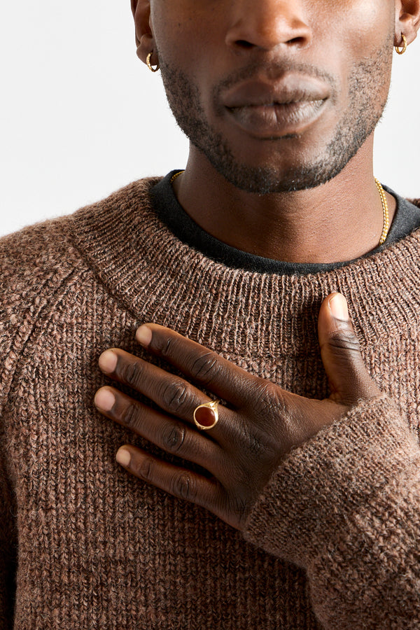 Uruguayan Slub NM Wool Sweater in Brown Heather