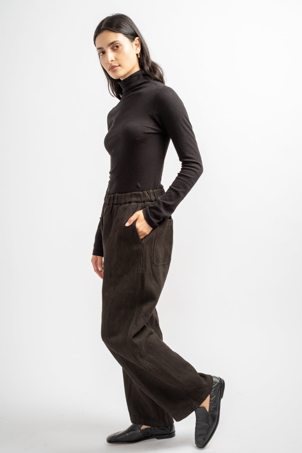 Wide Width Linen/Ramie Mud Dyed Pants