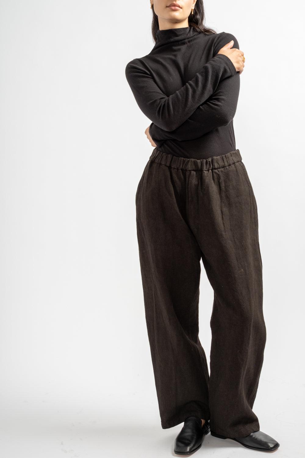 Wide Width Linen/Ramie Mud Dyed Pants