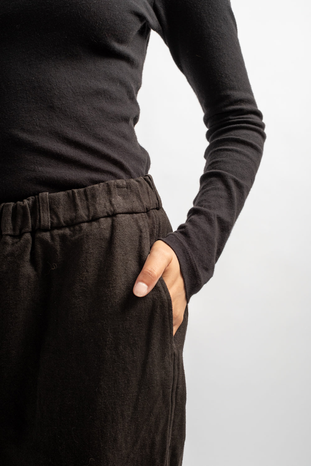 Wide Width Linen/Ramie Mud Dyed Pants
