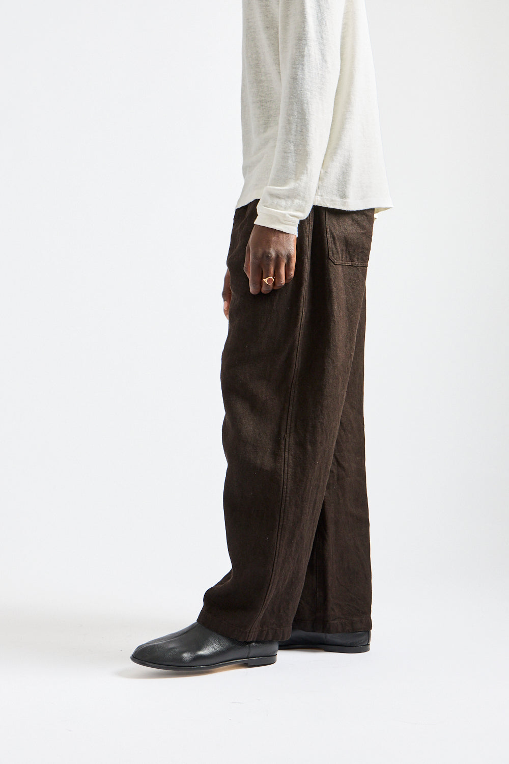 Wide Width Linen/Ramie Mud Dyed Pants