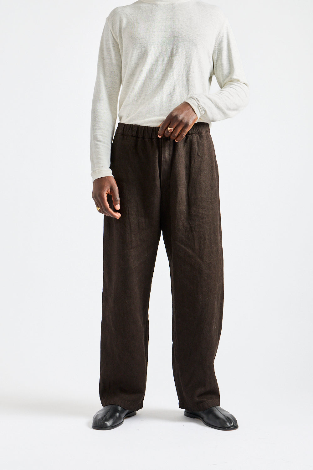 Wide Width Linen/Ramie Mud Dyed Pants