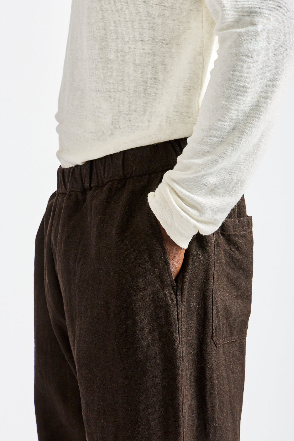 Wide Width Linen/Ramie Mud Dyed Pants