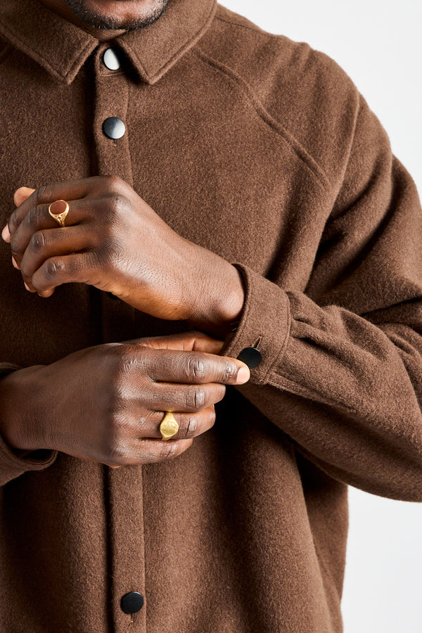 Wool Silk Camel Shirt in Brown