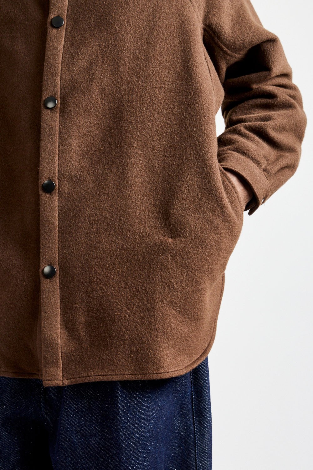 Wool Silk Camel Shirt in Brown