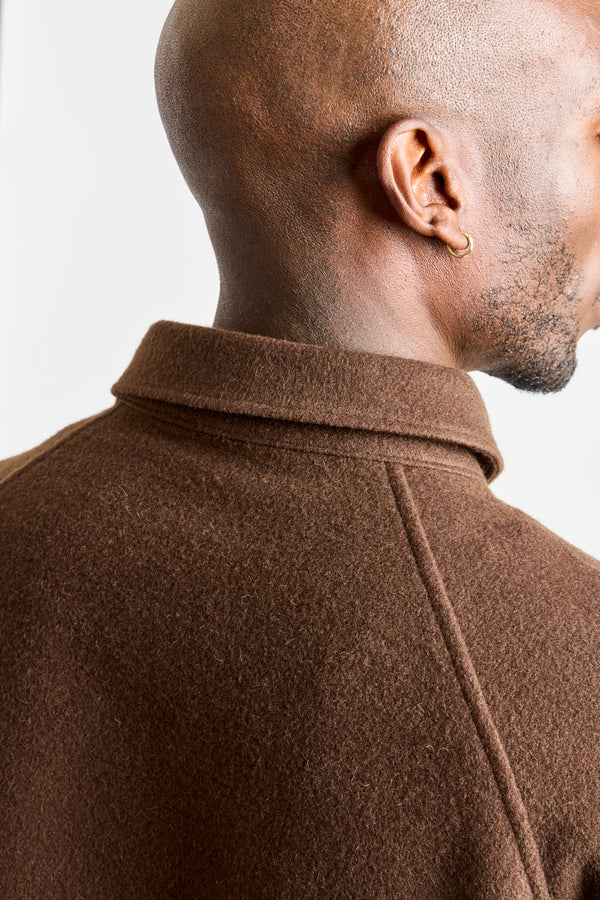 Wool Silk Camel Shirt in Brown