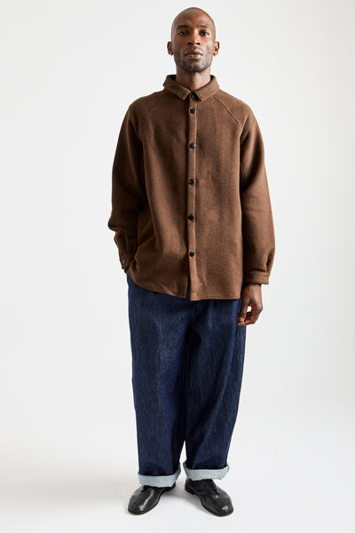 Wool Silk Camel Shirt in Brown