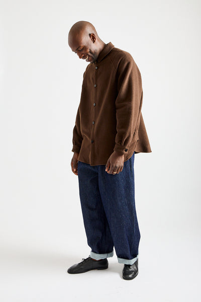 Wool Silk Camel Shirt in Brown