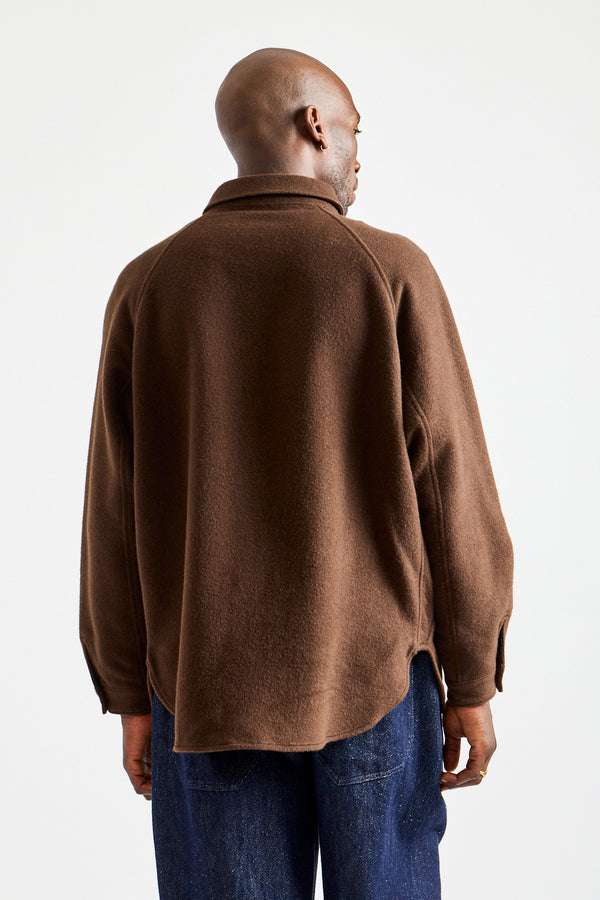 Wool Silk Camel Shirt in Brown