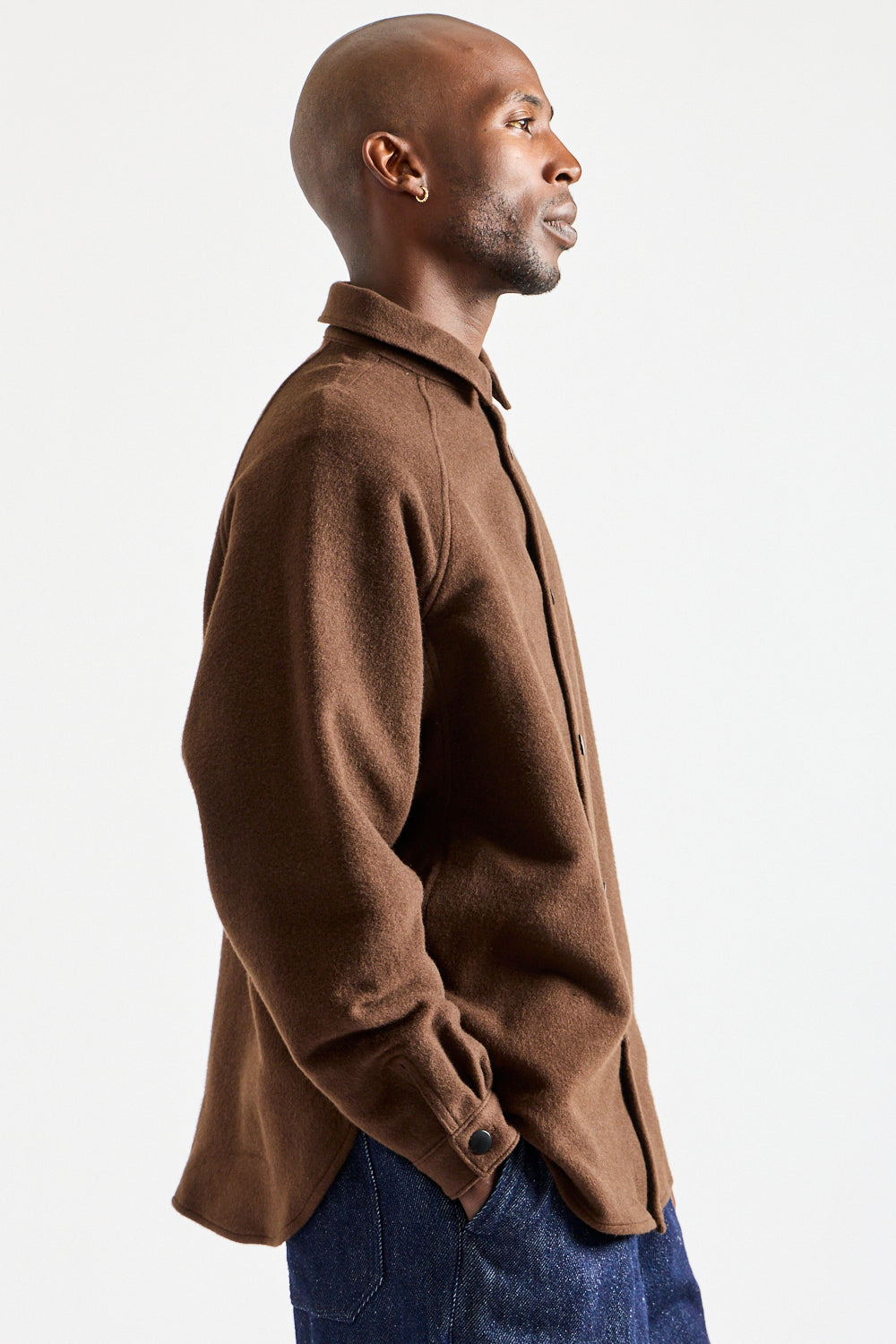 Wool Silk Camel Shirt in Brown