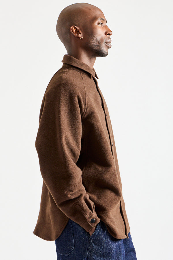 Wool Silk Camel Shirt in Brown