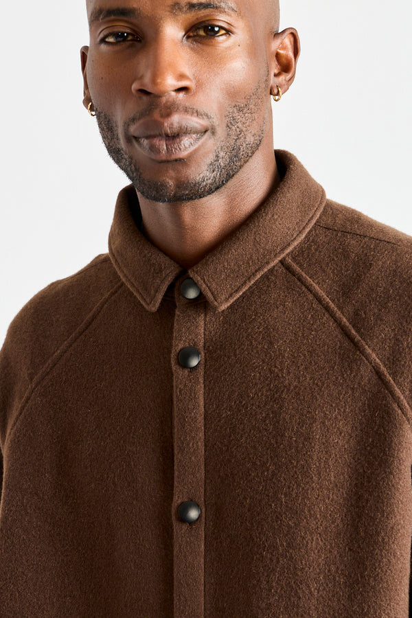 Wool Silk Camel Shirt in Brown