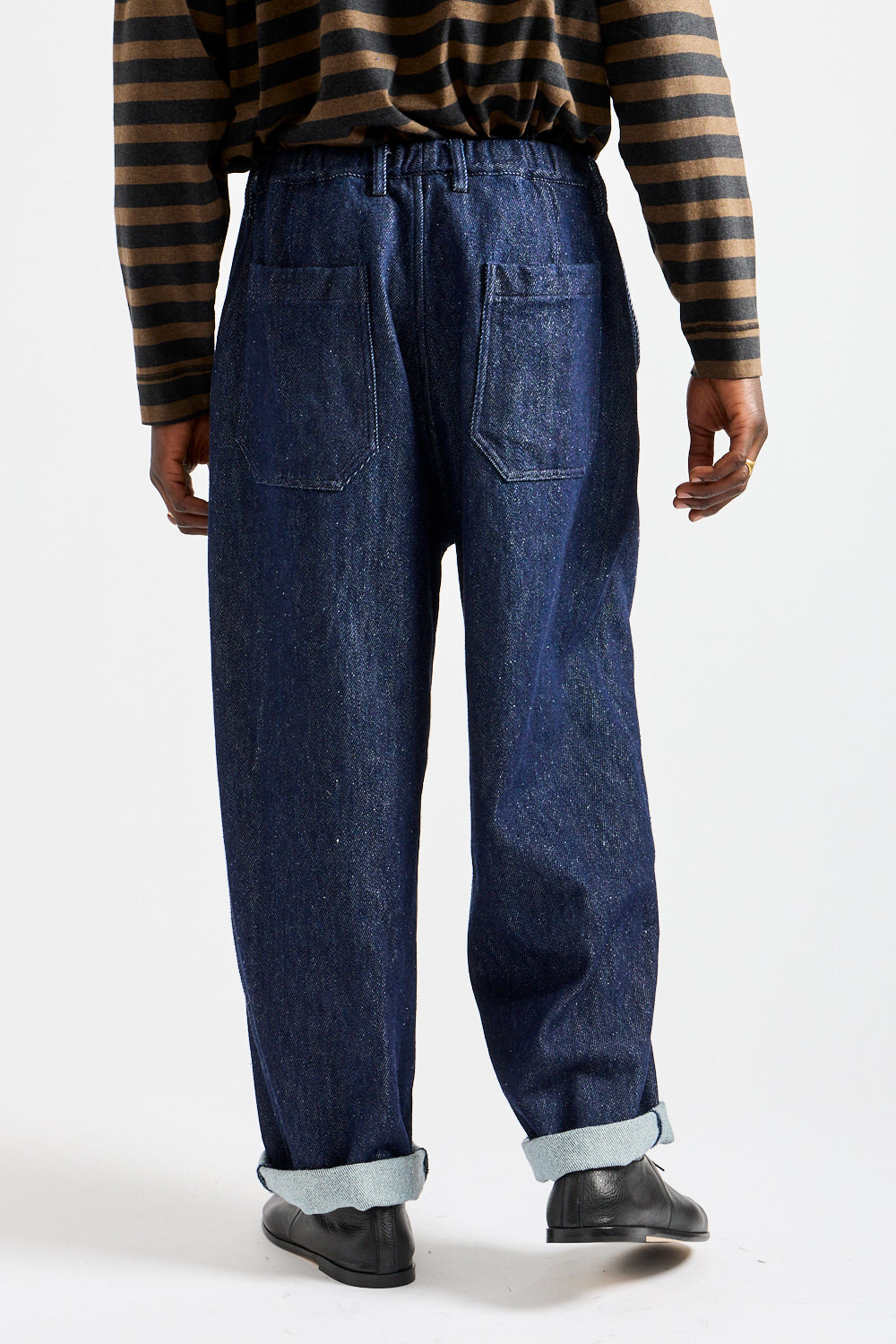 Wool Silk Tsumugi Denim Pants in Navy
