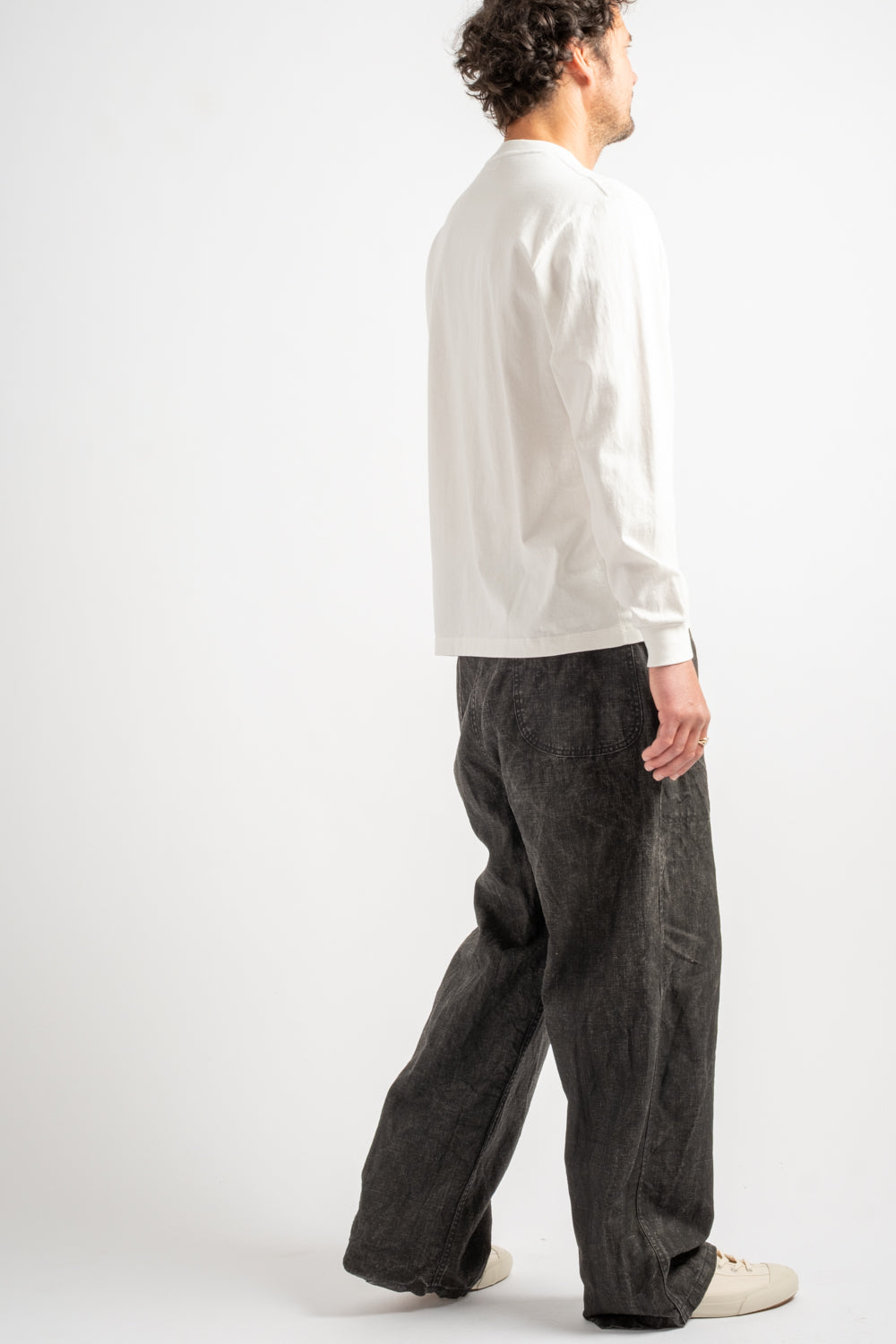 WWII 40's U.S. Navy Sumi Coated Linen Utility Trousers in Black