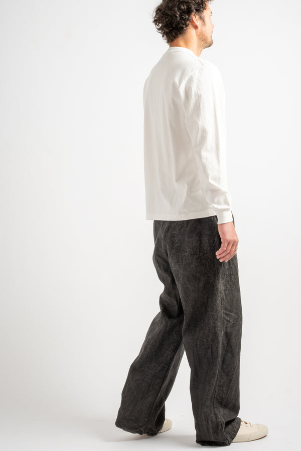 WWII 40's U.S. Navy Sumi Coated Linen Utility Trousers in Black