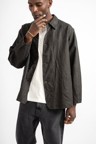 WWII 40's Sumi Coated Linen Coverall in Black