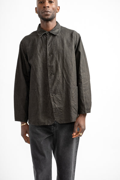 WWII 40's Sumi Coated Linen Coverall in Black