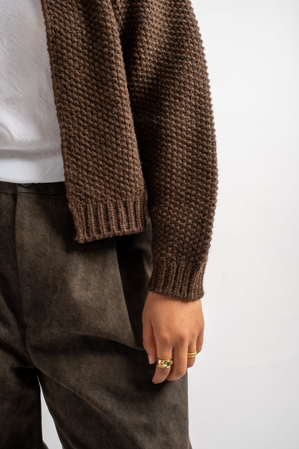 Knitted Wool Bravo Cardigan in Earth