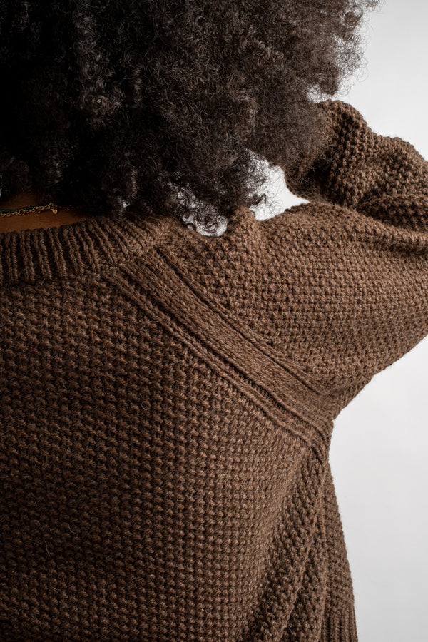 Knitted Wool Bravo Cardigan in Earth