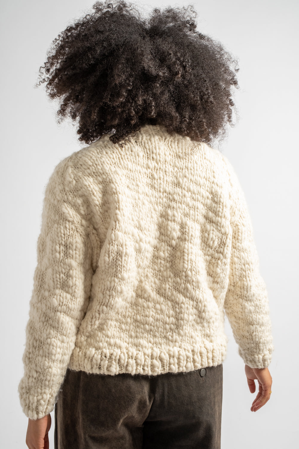 Hand Knitted Wool Caven Jumper in Ivory