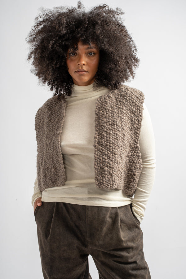 Hand Knitted Wool Fumo Vest in Cub